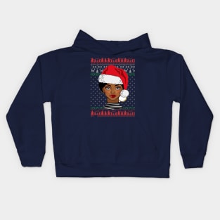 African American Black Women Santa Christmas Ugly Sweater Kids Hoodie